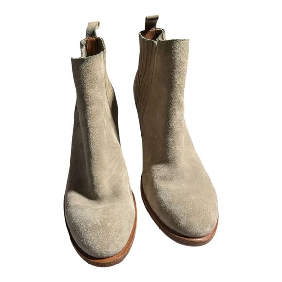 Kork-Ease Cinca Taupe Gray Suede Block Heel Western Minimalist Ankle Boots Sz 9 - Picture 2 of 7